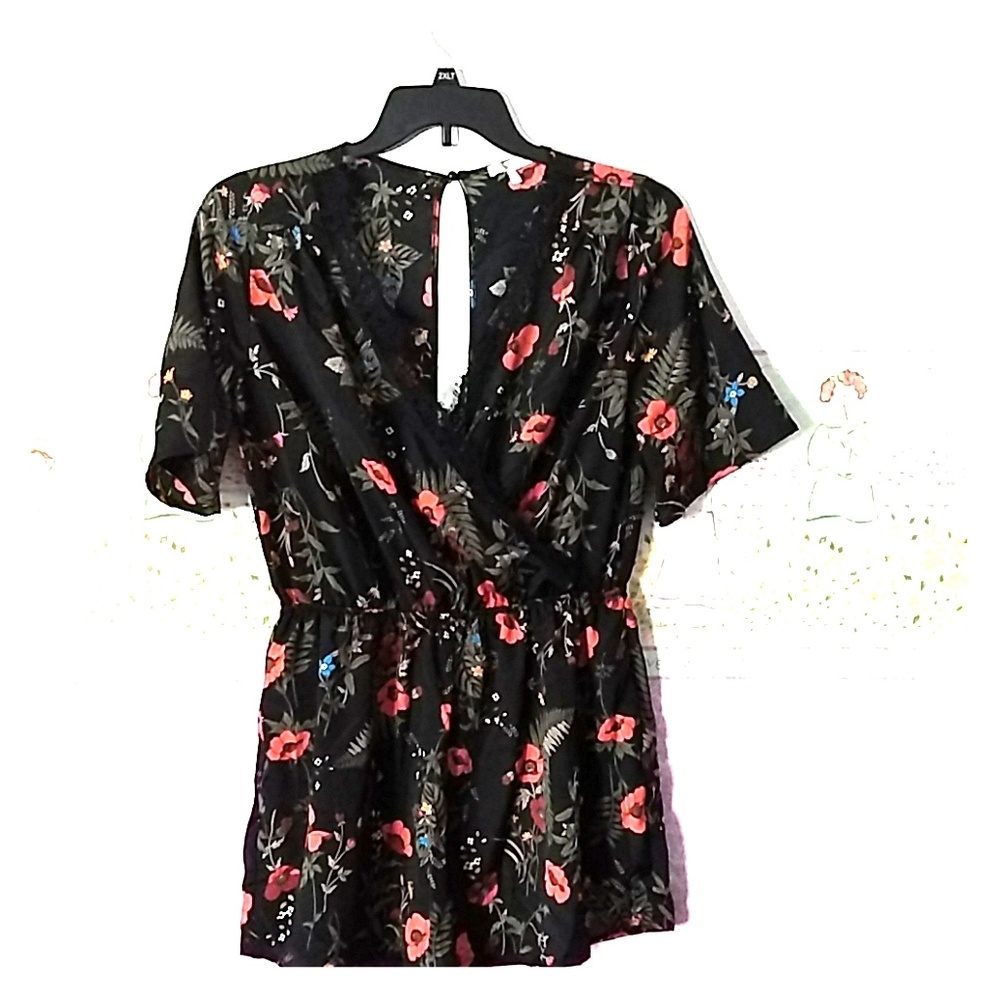 Lace Floral Surplice Romper